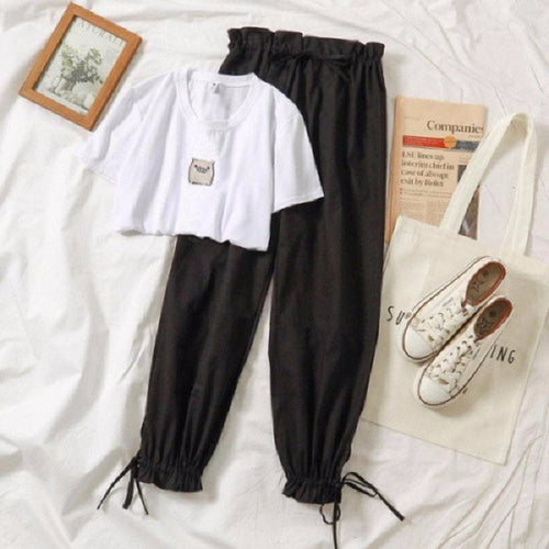 Two piece set summer clothes for women 2019 new dresy damskie fashion casual wide leg pants print t shirt 2 piece set women