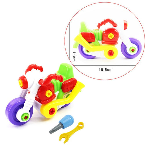Early Learning Education DIY Screw Nut Group Installed Plastic 3d Puzzle Disassembly Motorcycle Kids Toys for Children Jigsaw